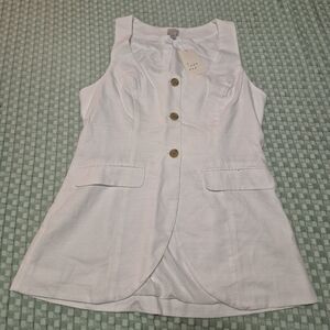 A New Day White Button-Up Vest Top